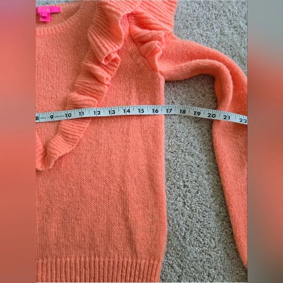 Beautiful Lilly Pulitzer Womens XS Orange Ruffle Knit Marceline Sweater - Picture 8 of 8